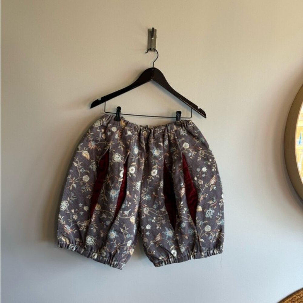 Vintage ballon design organzavelvet shorts